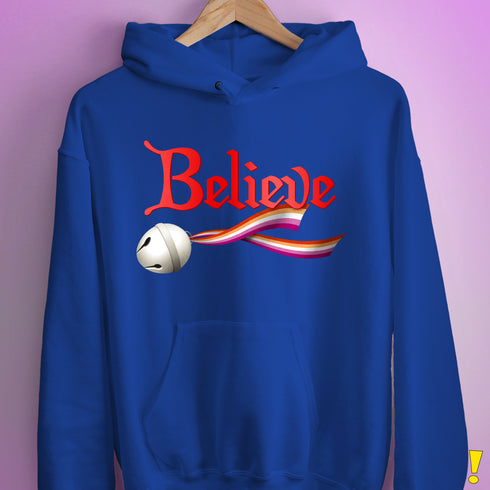 Believe Lesbian Pride Jingle Bell Hoodie - Royal Blue